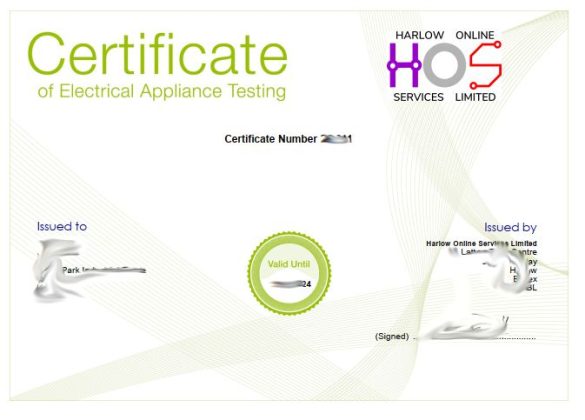 pat testing certificate